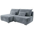 ECKSOFA in Cord Grau  - Schwarz/Grau, MODERN, Holz/Textil (145/210cm) - Carryhome