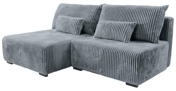 ECKSOFA in Cord Grau  - Schwarz/Grau, MODERN, Holz/Textil (145/210cm) - Carryhome