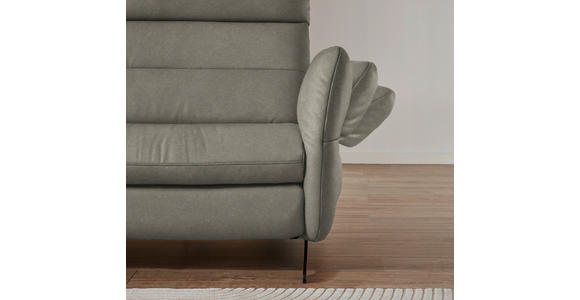 ECKSOFA in Echtleder Hellgrau  169/298 cm  - Hellgrau/Schwarz, Design, Leder/Metall (169/298cm) - Dieter Knoll