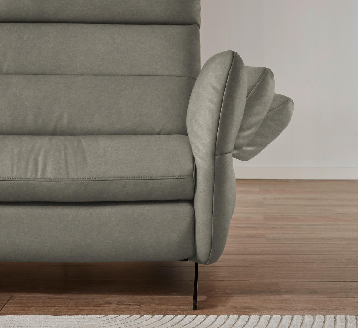 ECKSOFA in Echtleder Hellgrau  - Hellgrau/Schwarz, Design, Leder/Metall (169/298cm) - Dieter Knoll