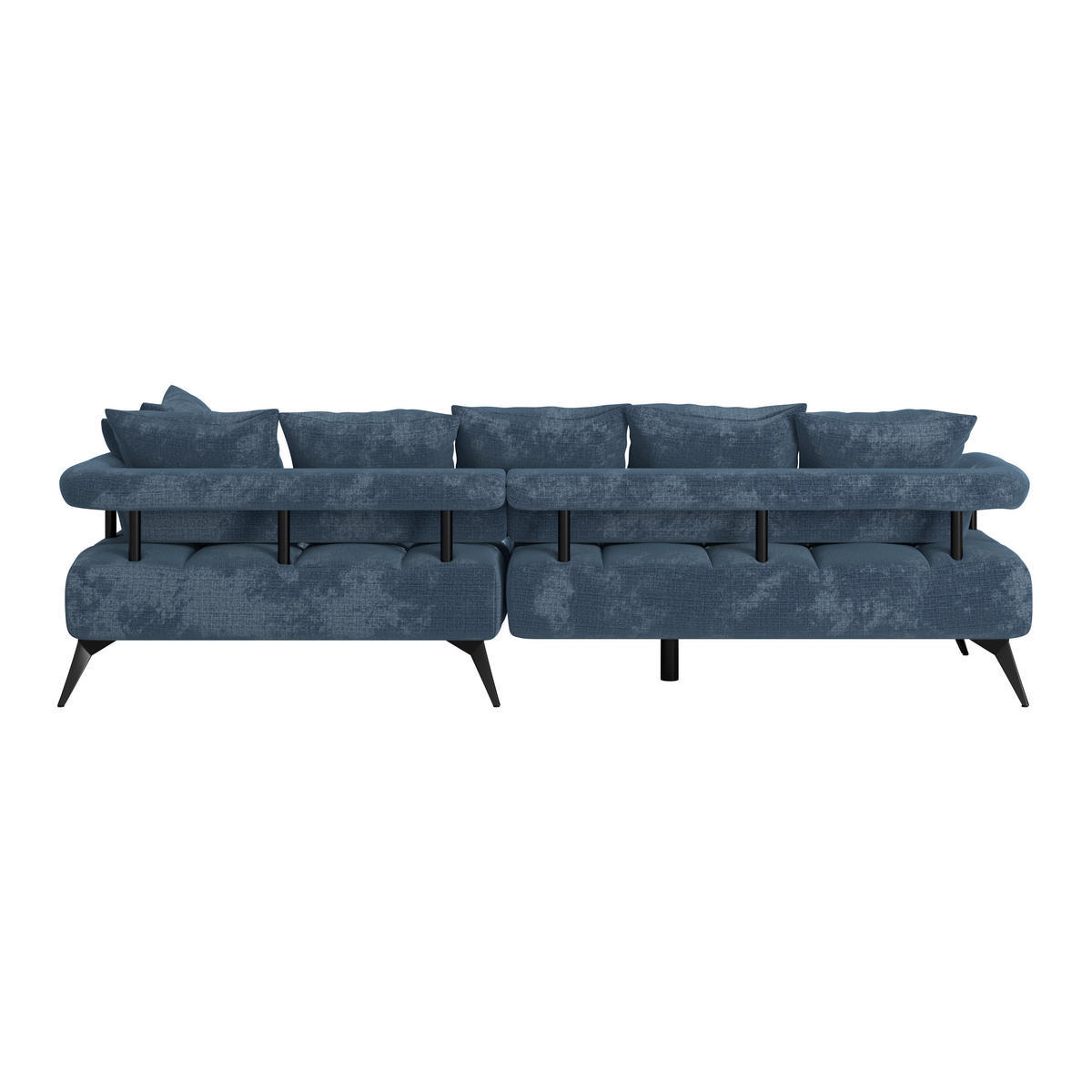 ECKSOFA VANESSA Blau Flachgewebe  - Blau/Schwarz, MODERN, Kunststoff/Textil (297/200cm) - Livetastic