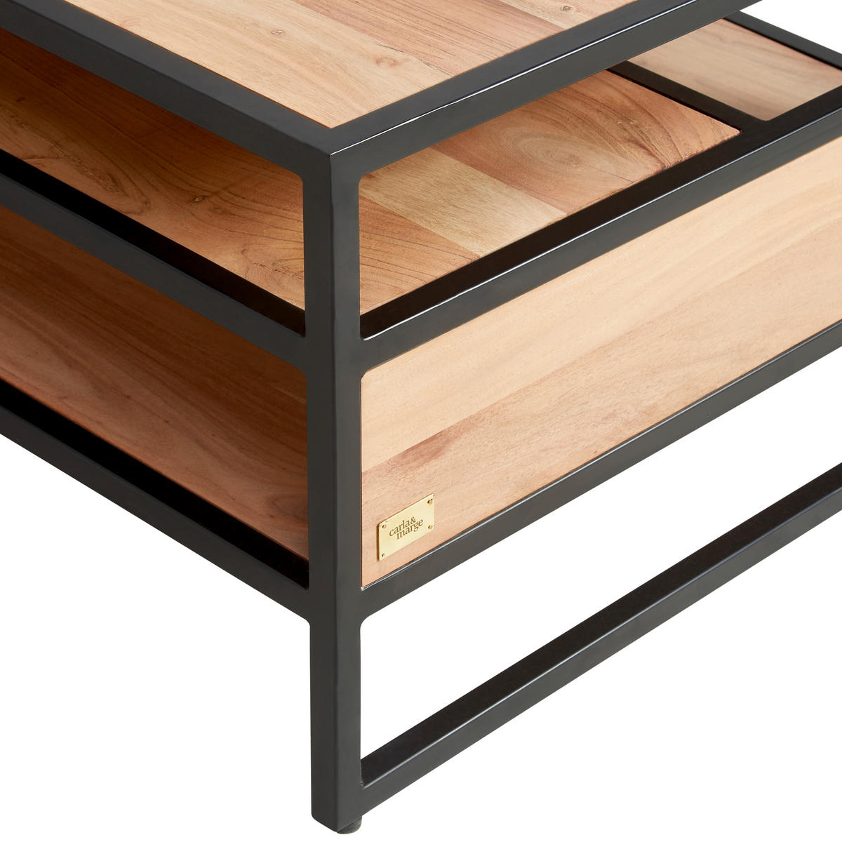COUCHTISCH Urban Garden 2.0 Akazie massiv 70/99/41 cm rechteckig Honig, Schwarz  - Schwarz/Honig, Design, Holz/Metall (70/99/41cm) - MID.YOU