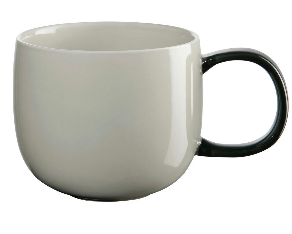 KAFFEEBECHER Joy  400 ml   - Hellgrau/Schwarz, KONVENTIONELL, Keramik (10/8,5cm) - ASA