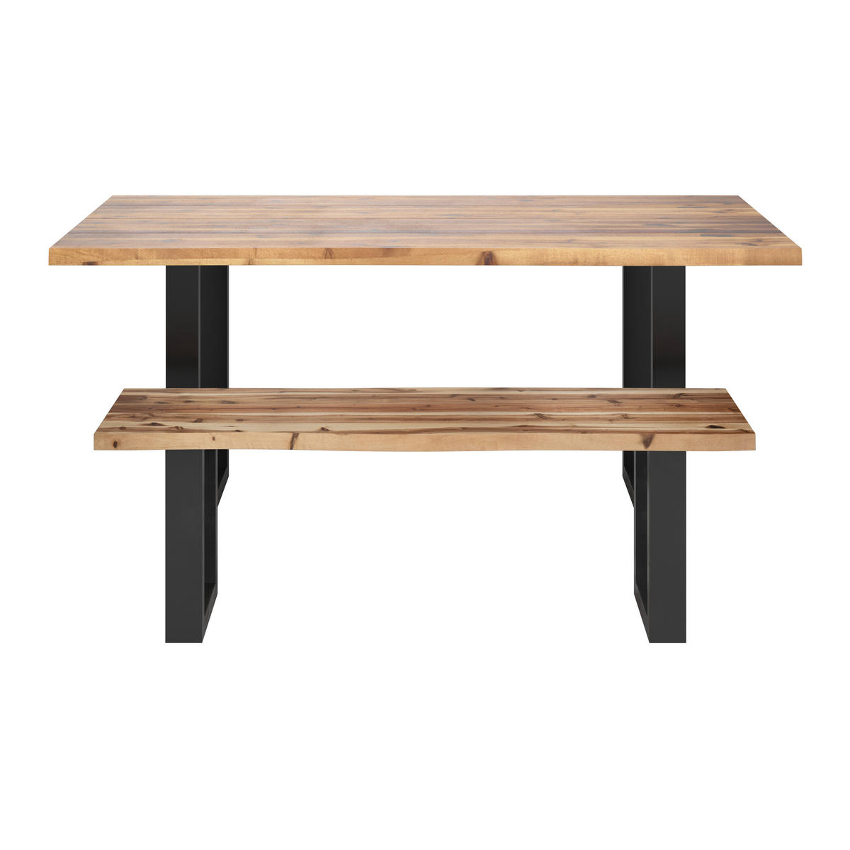 GARTENTISCH Holz, Metall rechteckig  - Schwarz/Akaziefarben, KONVENTIONELL, Holz/Metall (200/76/100cm) - Ambia Garden