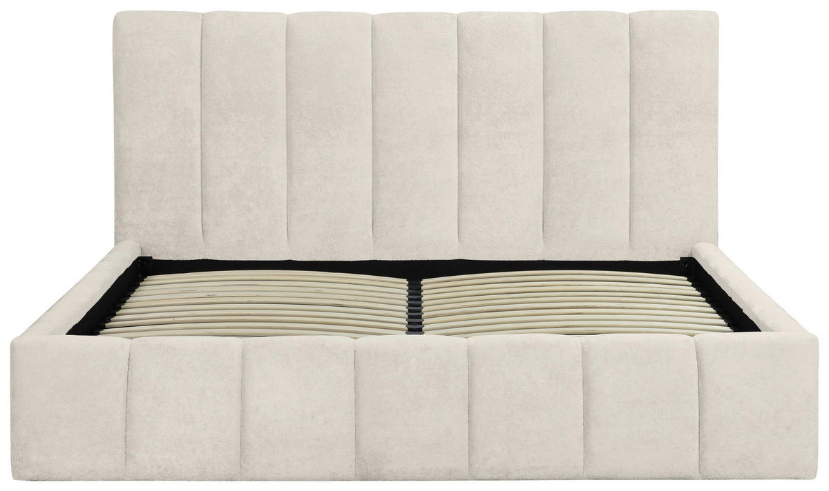POLSTERBETT 180/200 cm,  in Beige, gepolstertes Kopfteil, Lattenrost, Bettkasten,  - Beige/Schwarz, Basics, Holz/Kunststoff (180/200cm) - Carryhome