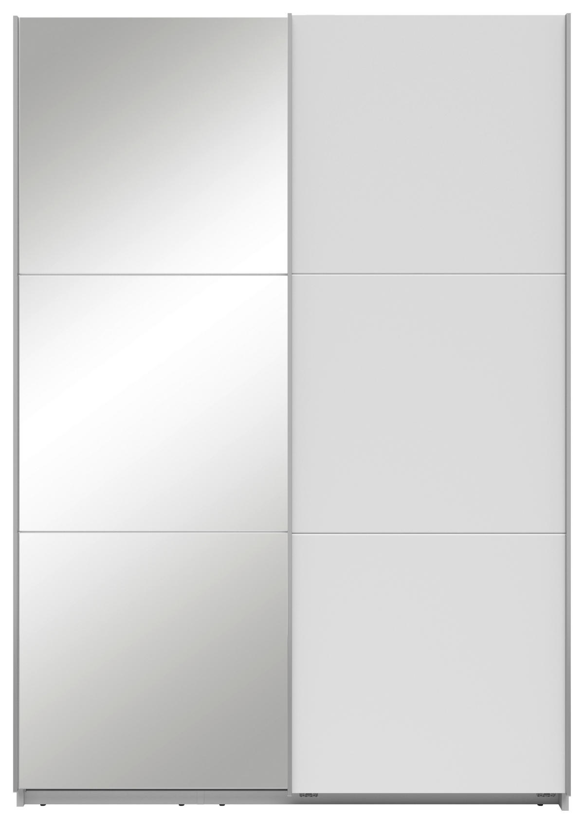 SCHWEBETÜRENSCHRANK 150/216/64 cm 2-türig Weiß  - Silberfarben/Weiß, Basics, Glas/Holzwerkstoff (150/216/64cm) - Boxxx