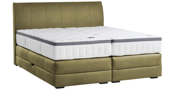 BOXSPRINGBETT 160/200 cm in Olivgrün - Wengefarben/Olivgrün, KONVENTIONELL, Holz/Textil (160/200cm) - Novel