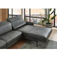 ECKSOFA Anthrazit Echtleder Kopfteilverstellung  - Anthrazit/Schwarz, Design, Leder/Metall (323/179cm) - Dieter Knoll