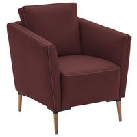 SESSEL in Echtleder Bordeaux  - Eichefarben/Bordeaux, Natur, Leder/Holz (75/84/76cm) - Valnatura
