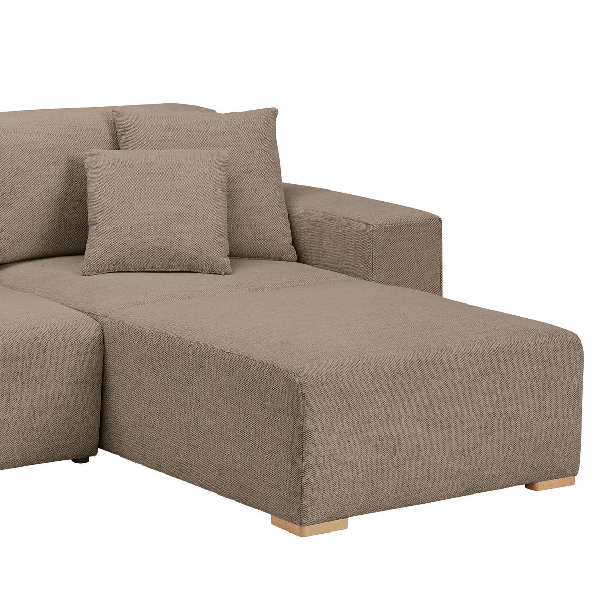 WOHNLANDSCHAFT in Flachgewebe Braun  - Buchefarben/Schwarz, Konventionell, Holz/Kunststoff (283/371/208cm) - Livetastic