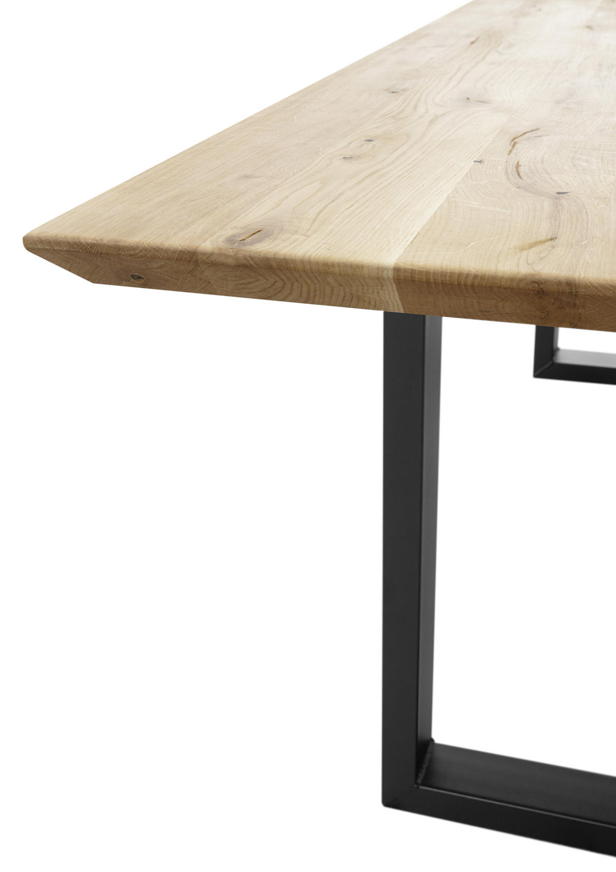 ESSTISCH Eiche massiv Eichefarben, Schwarz  - Eichefarben/Schwarz, Basics, Holz/Metall (200/100/74cm) - Livetastic