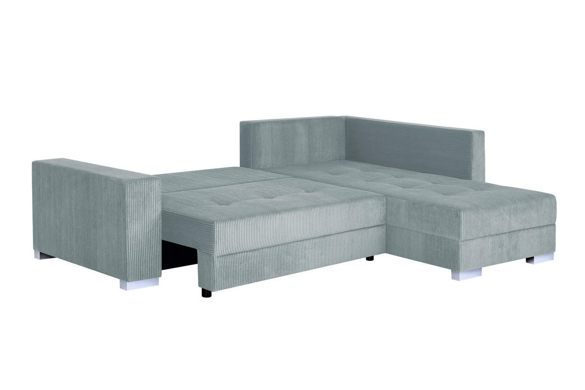 ECKSOFA Mintgrün Cord  - Chromfarben/Schwarz, Design, Kunststoff/Textil (260/218cm) - P & B