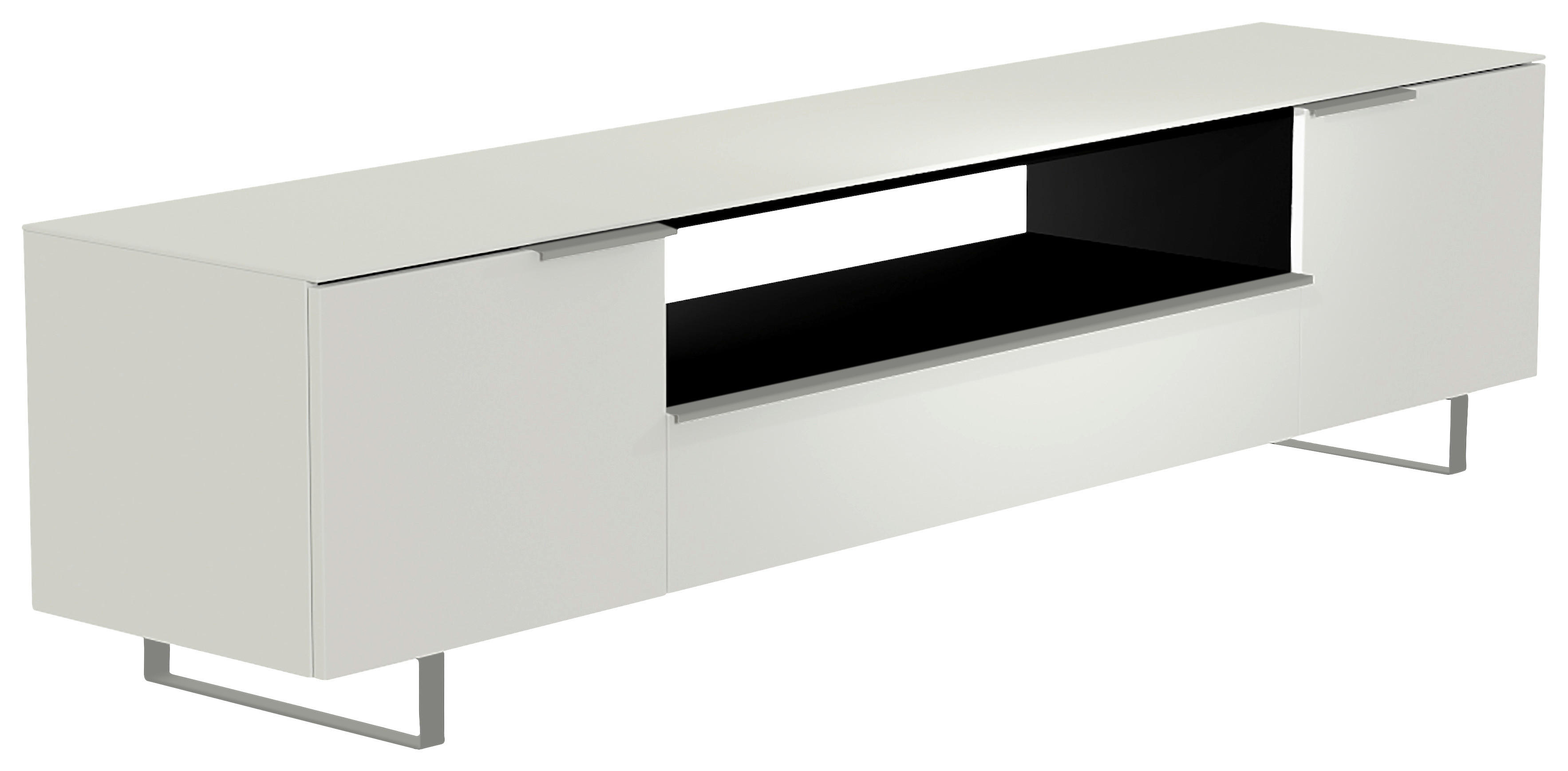LOWBOARD Weiß, Alufarben  - Alufarben/Weiß, Design, Glas/Holzwerkstoff (210/51/45cm) - Moderano