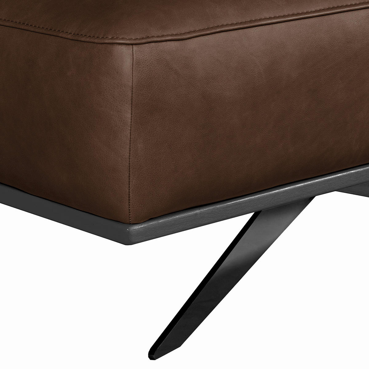 HOCKER in Leder Dunkelbraun  - Dunkelbraun/Schwarz, Design, Leder/Metall (95/46/80cm) - Livetastic