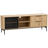 LOWBOARD  in 157/57/40 cm  - Schwarz/Eiche Artisan, Design, Glas/Holzwerkstoff (157/57/40cm) - MID.YOU