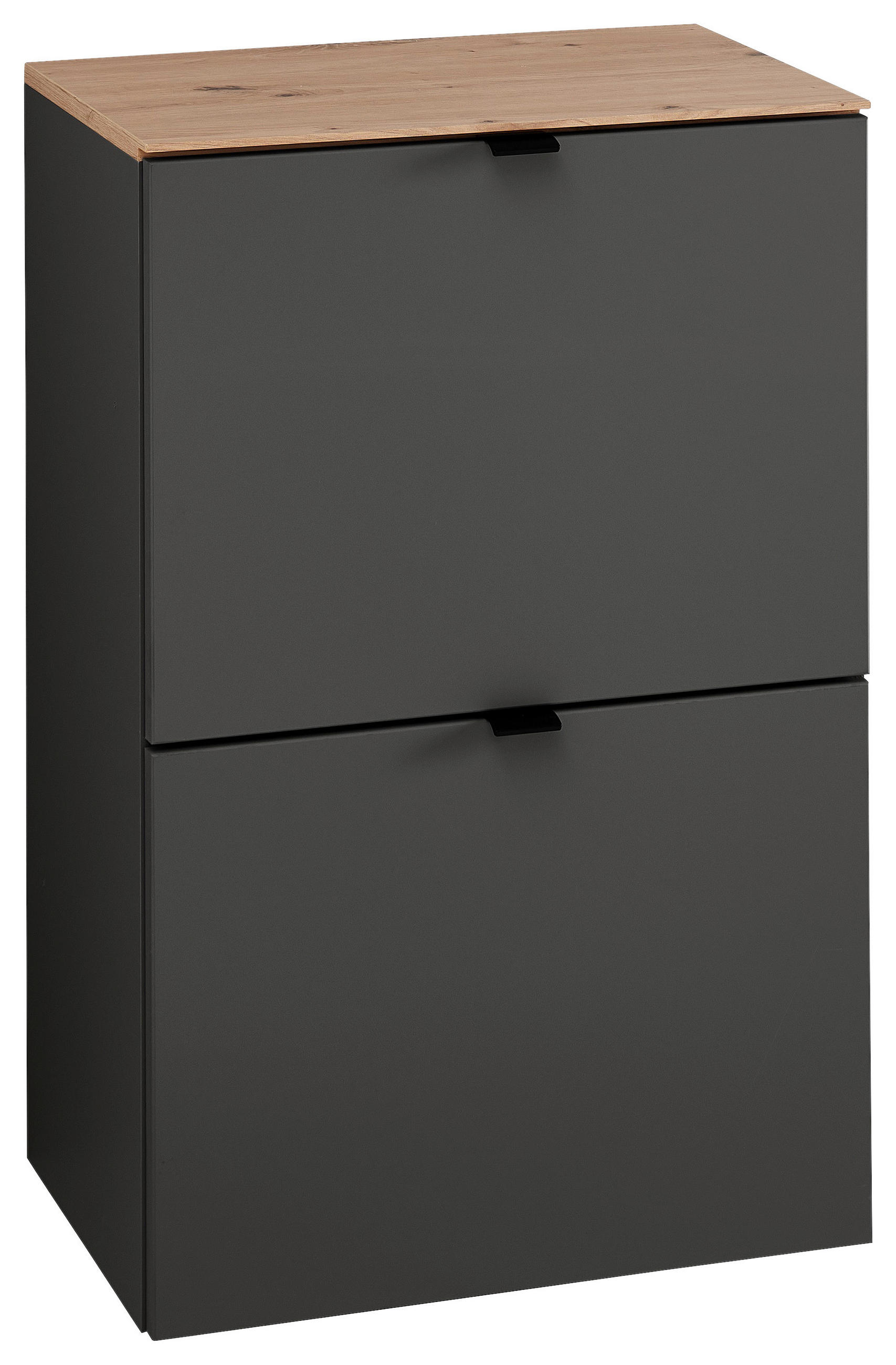 Voleo ZÁVESNÁ SKRINKA NA TOPÁNKY, grafitová, dub artisan, 55/84/37 cm