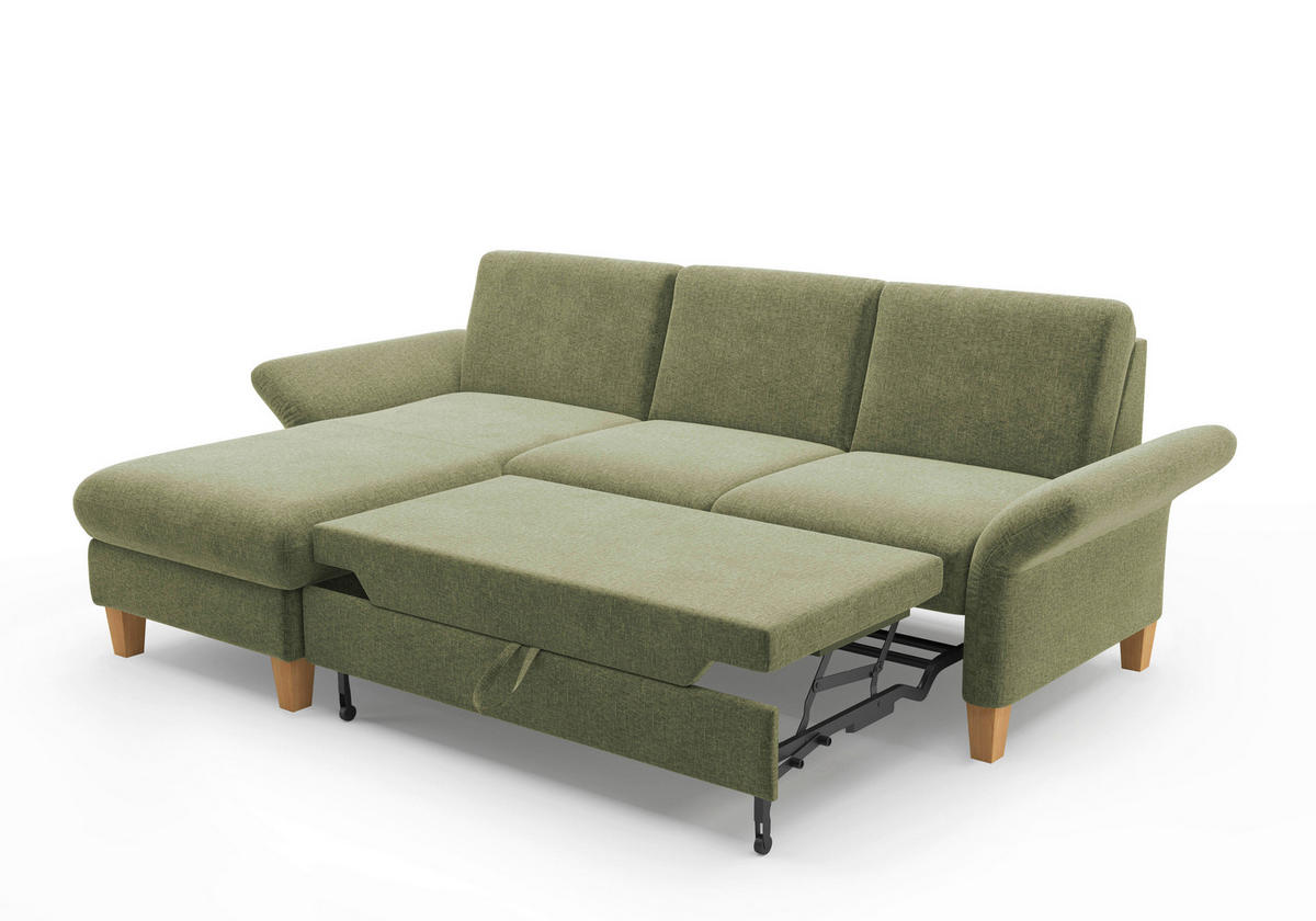 ECKSOFA ROCHELLE E Hellgrün Flachgewebe  - Eichefarben/Hellgrün, KONVENTIONELL, Holz/Textil (164/251cm) - Sit & More