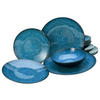 TAFELSERVICE Blau, Schwarz, Petrol Capri 12-teilig  - Blau/Petrol, Basics, Keramik - Creatable
