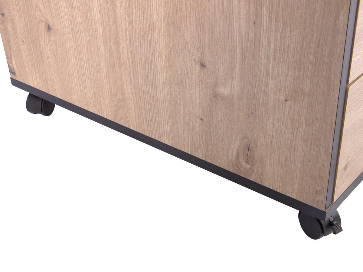 ROLLCONTAINER 43/56/60 cm  - Schwarz/Eiche Artisan, MODERN, Holzwerkstoff/Kunststoff (43/56/60cm) - Livetastic