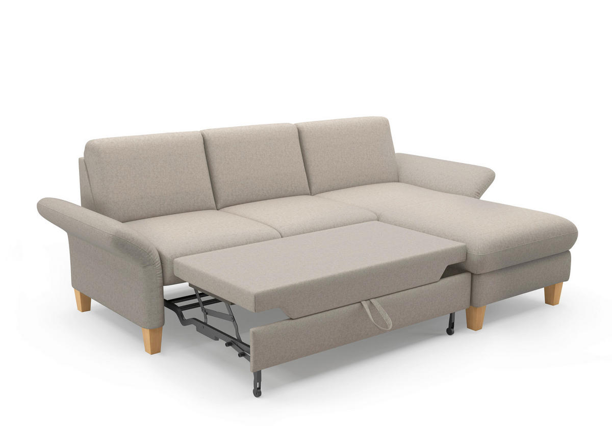 ECKSOFA ROCHELLE E Taupe Flachgewebe  - Taupe/Eichefarben, KONVENTIONELL, Holz/Textil (251/164cm) - Sit & More