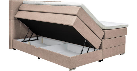 BOXSPRINGBETT 180/200 cm  in Hellbraun  - Hellbraun/Alufarben, KONVENTIONELL, Kunststoff/Textil (180/200cm) - Carryhome