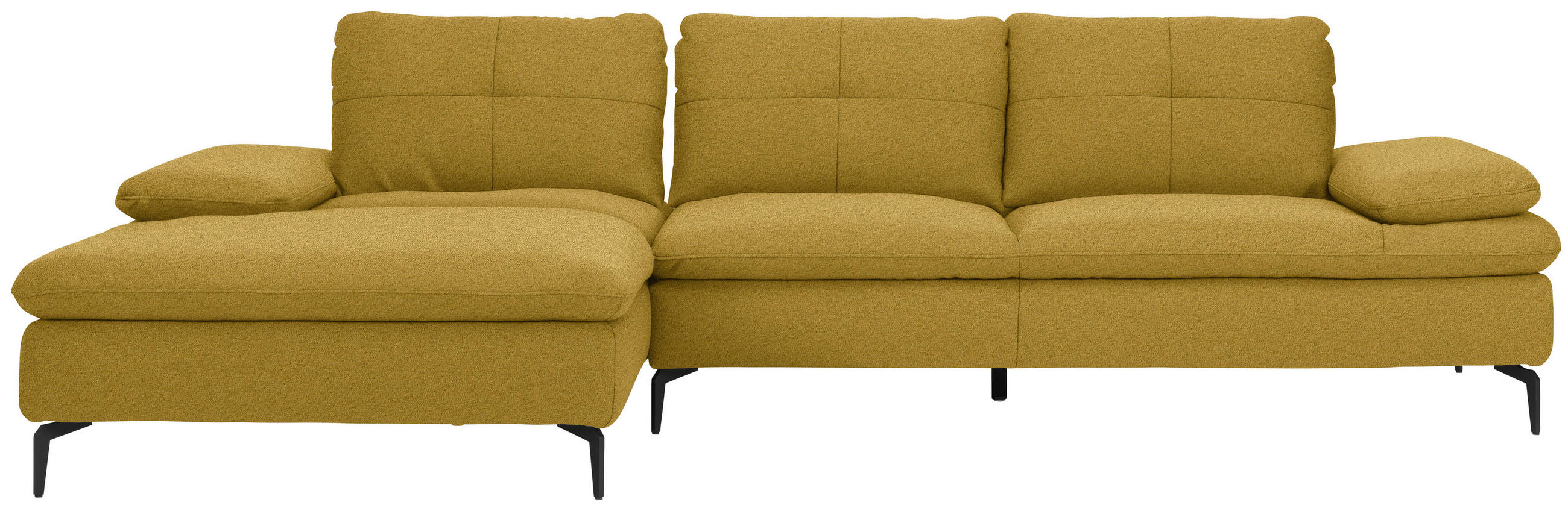 ECKSOFA in Webstoff Gelb, Hellgrün  - Gelb/Schwarz, Design, Textil/Metall (179/301cm) - Chilliano