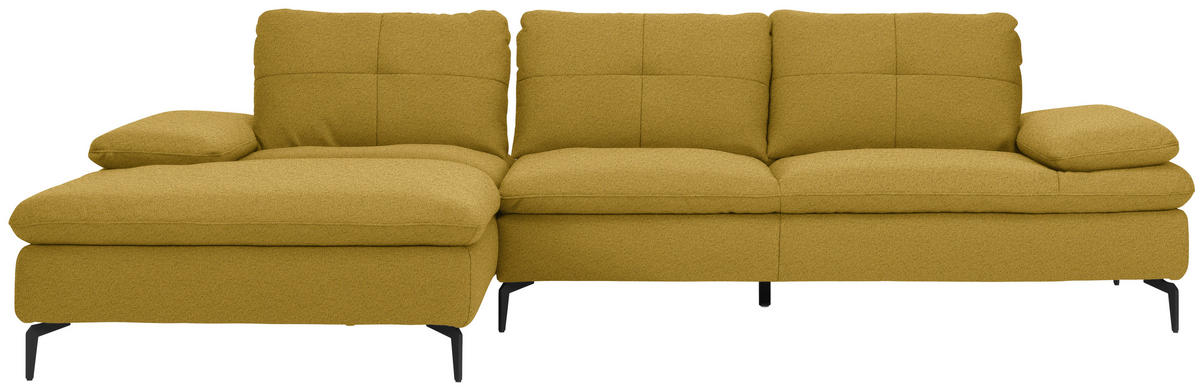 ECKSOFA in Webstoff Gelb, Hellgrün  - Gelb/Schwarz, Design, Textil/Metall (179/301cm) - Chilliano