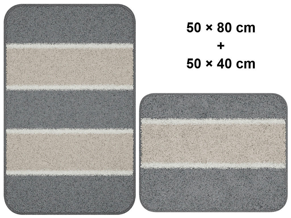 BADEMATTENSET Anthrazit 50x80/40x50 cm  - Anthrazit, Basics, Kunststoff/Textil (50x80/40x50cm) - Grund