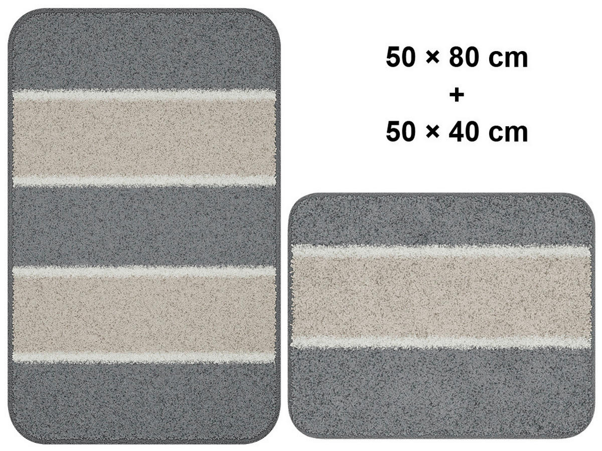 BADEMATTENSET Anthrazit 50x80/40x50 cm  - Anthrazit, Basics, Kunststoff/Textil (50x80/40x50cm) - Grund