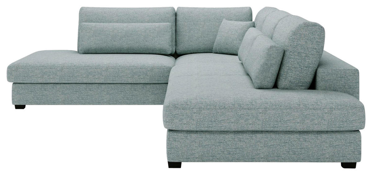 ECKSOFA in Plüsch, Bouclé Hellblau  244/332 cm  - Schwarz/Hellblau, Design, Kunststoff/Textil (244/332cm) - Livetastic