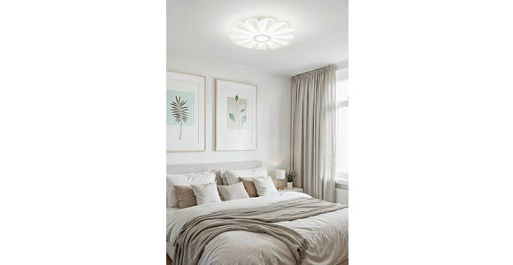 LED-DECKENLEUCHTE 55/7,5 cm   - Opal/Weiß, Design, Kunststoff/Metall (55/7,5cm) - Novel