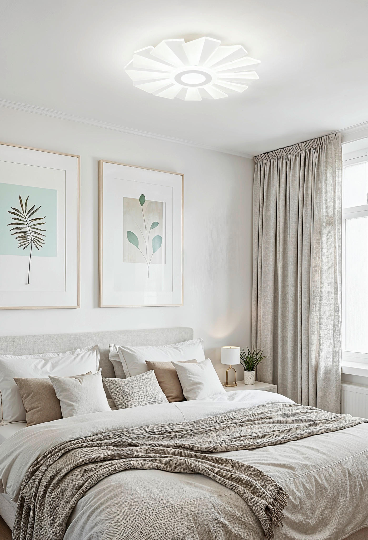 LED-DECKENLEUCHTE Bangor 55/7,5 cm   - Opal/Weiß, Design, Kunststoff/Metall (55/7,5cm) - Novel