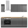 KÜCHENLEERBLOCK 240 cm   in Eichefarben, Schieferfarben  - Schieferfarben/Edelstahlfarben, MODERN, Holzwerkstoff/Metall (240cm) - Nobilia
