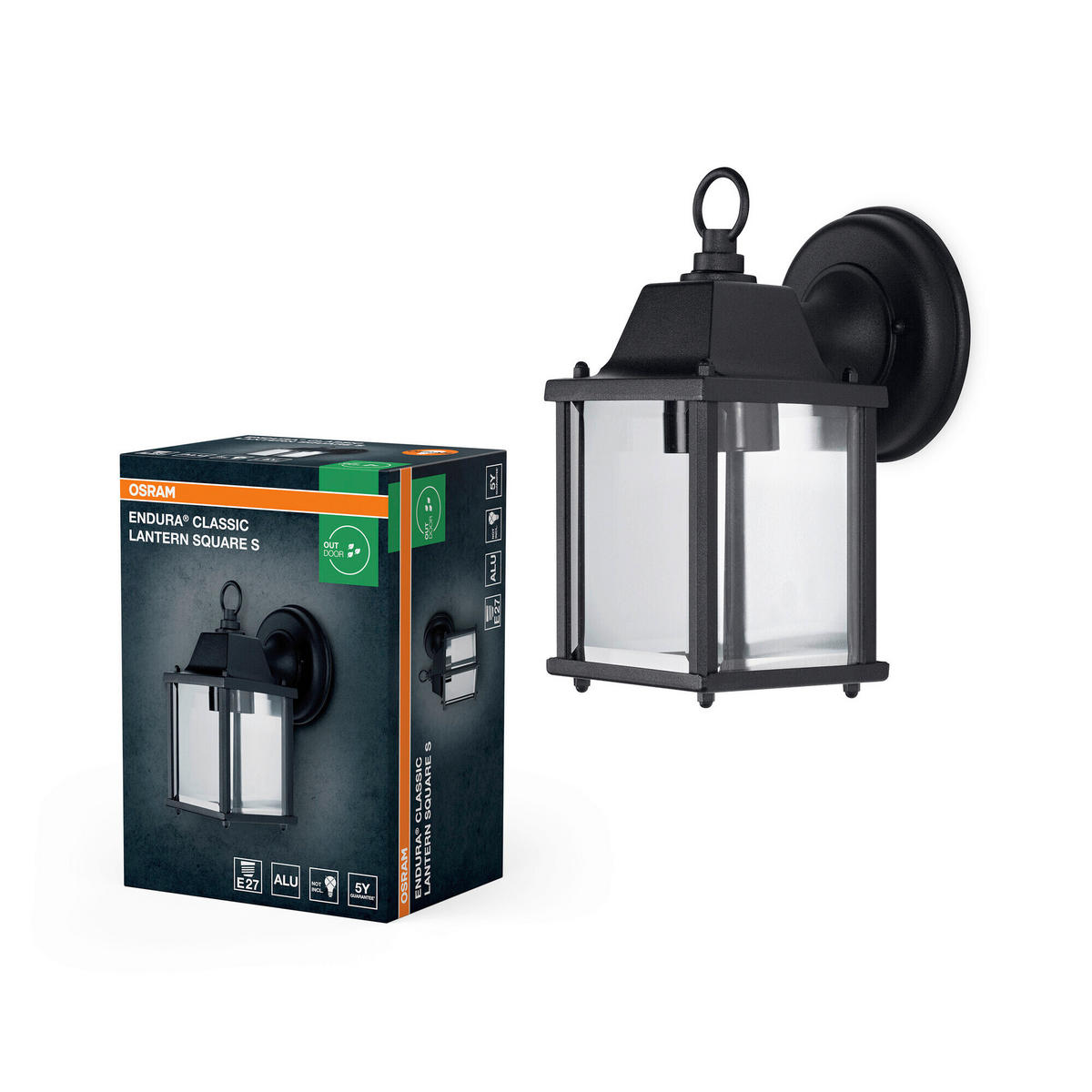 AUßENLEUCHTE 10,5/15/22,5 cm   - Schwarz, Basics, Metall (10,5/15/22,5cm) - Osram