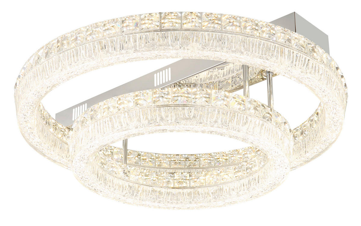 LED-DECKENLEUCHTE 60/19,5 cm   - Klar/Chromfarben, KONVENTIONELL, Glas/Kunststoff (60/19,5cm) - Globo