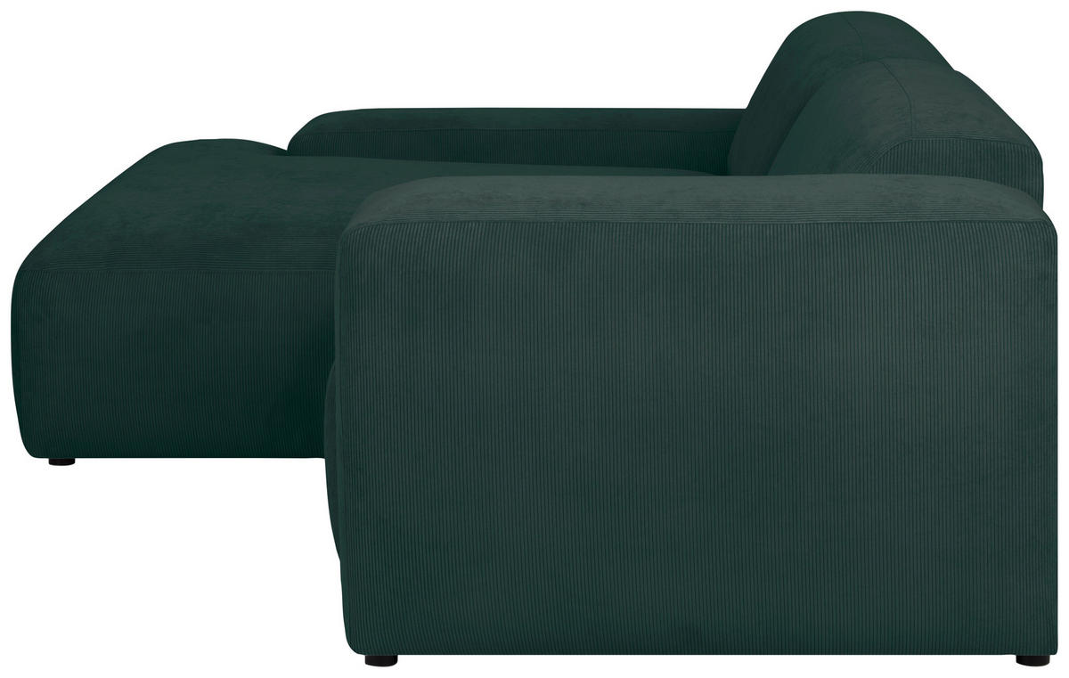 ECKSOFA HANNAH Grün Cord  - Schwarz/Grün, Design, Kunststoff/Textil (170/252cm) - MID.YOU