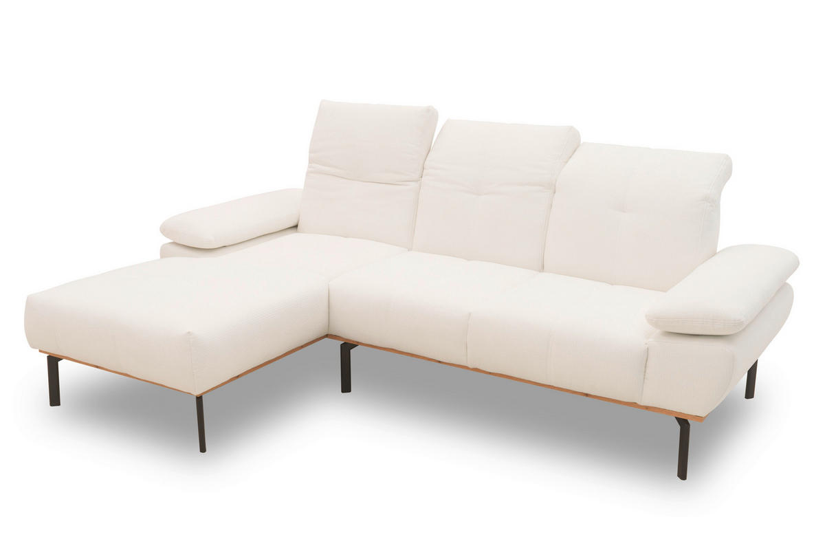ECKSOFA in Mikrofaser Weiß  242/170 cm  - Wildeiche/Schwarz, Design, Holz/Textil (242/170cm) - MID.YOU