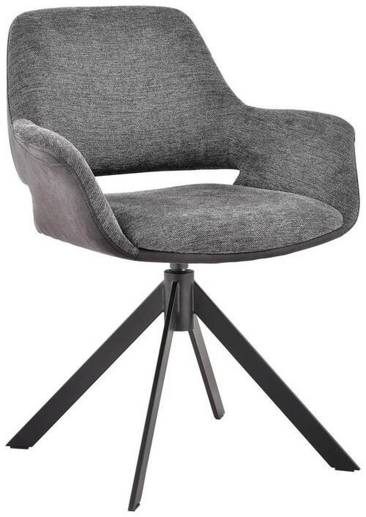 ŽIDLE S PODRUČKAMI, železo, mikrovlákno, vzhled lnu, šedá, černá, tmavě šedá - šedá/černá, Design, kov/textil (66/83,5/62,5cm) - Novel