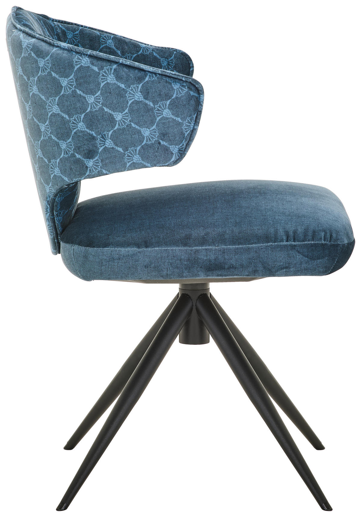 ARMLEHNSTUHL  Lederauswahl, Stoffauswahl, Typenauswahl, Sitzfläche 360° drehbar Velours  Blau  - Blau/Schwarz, Design, Textil/Metall (57/82/57cm) - Joop!