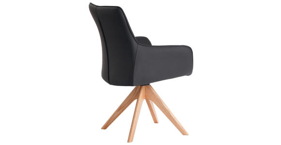 ARMLEHNSTUHL in Eisen Echtleder pigmentiert - Eichefarben/Schwarz, MODERN, Leder/Holz (64/87/60cm) - Novel