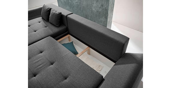 ECKSOFA Grau Webstoff  - Chromfarben/Grau, Design, Kunststoff/Textil (302/187cm) - Carryhome