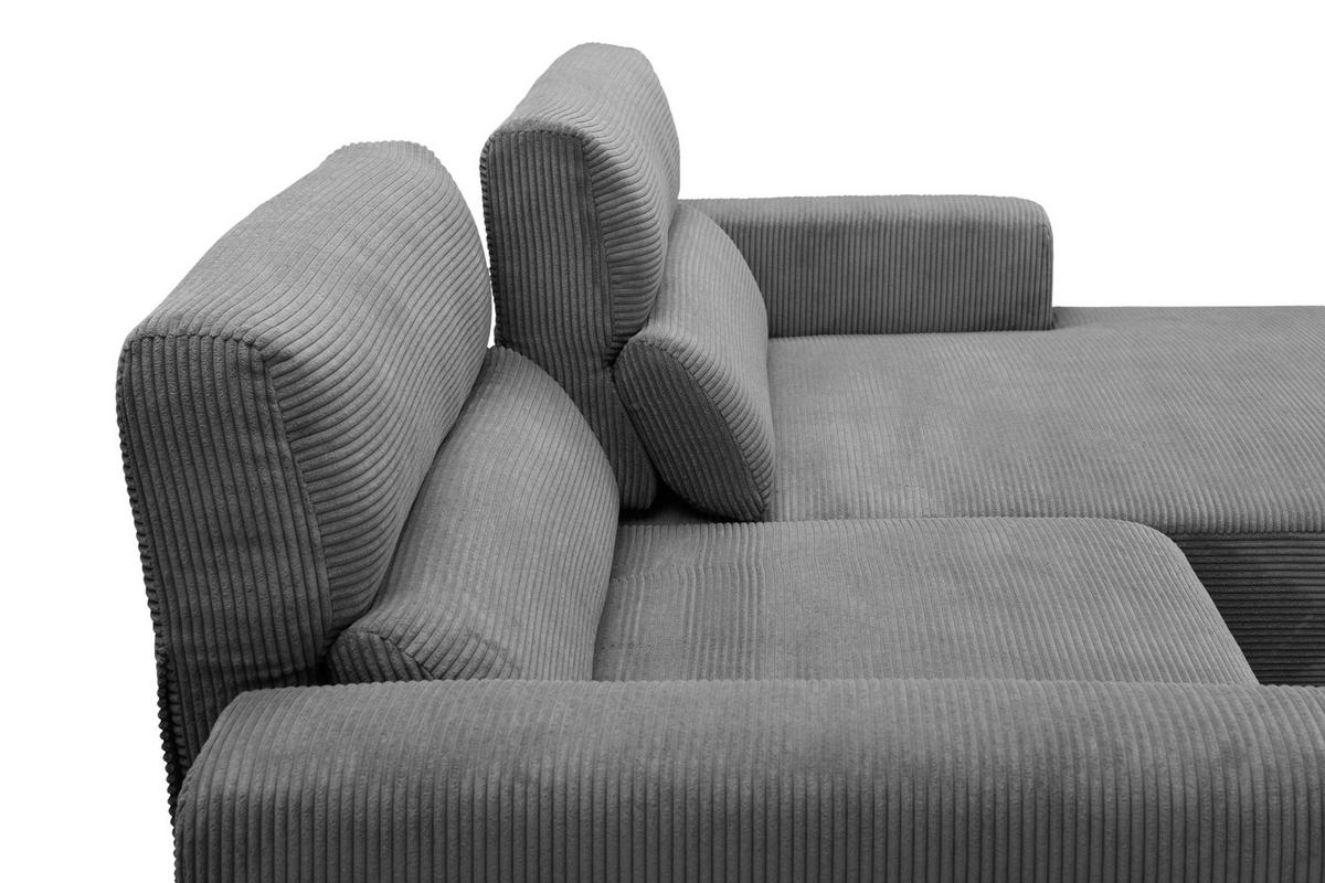 ECKSOFA Hellgrau Cord  - Silberfarben/Hellgrau, KONVENTIONELL, Textil/Metall (258/170cm) - Livetastic