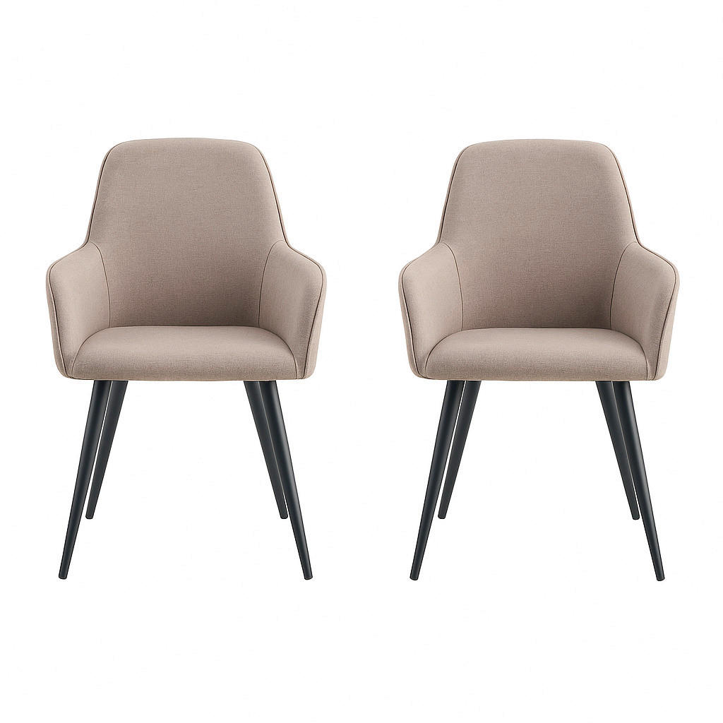 STOL MED ARMSTÖD SET 2 styck filt  - gråbrun/svart, Modern, metall/textil (57/87/65cm) - MID.YOU