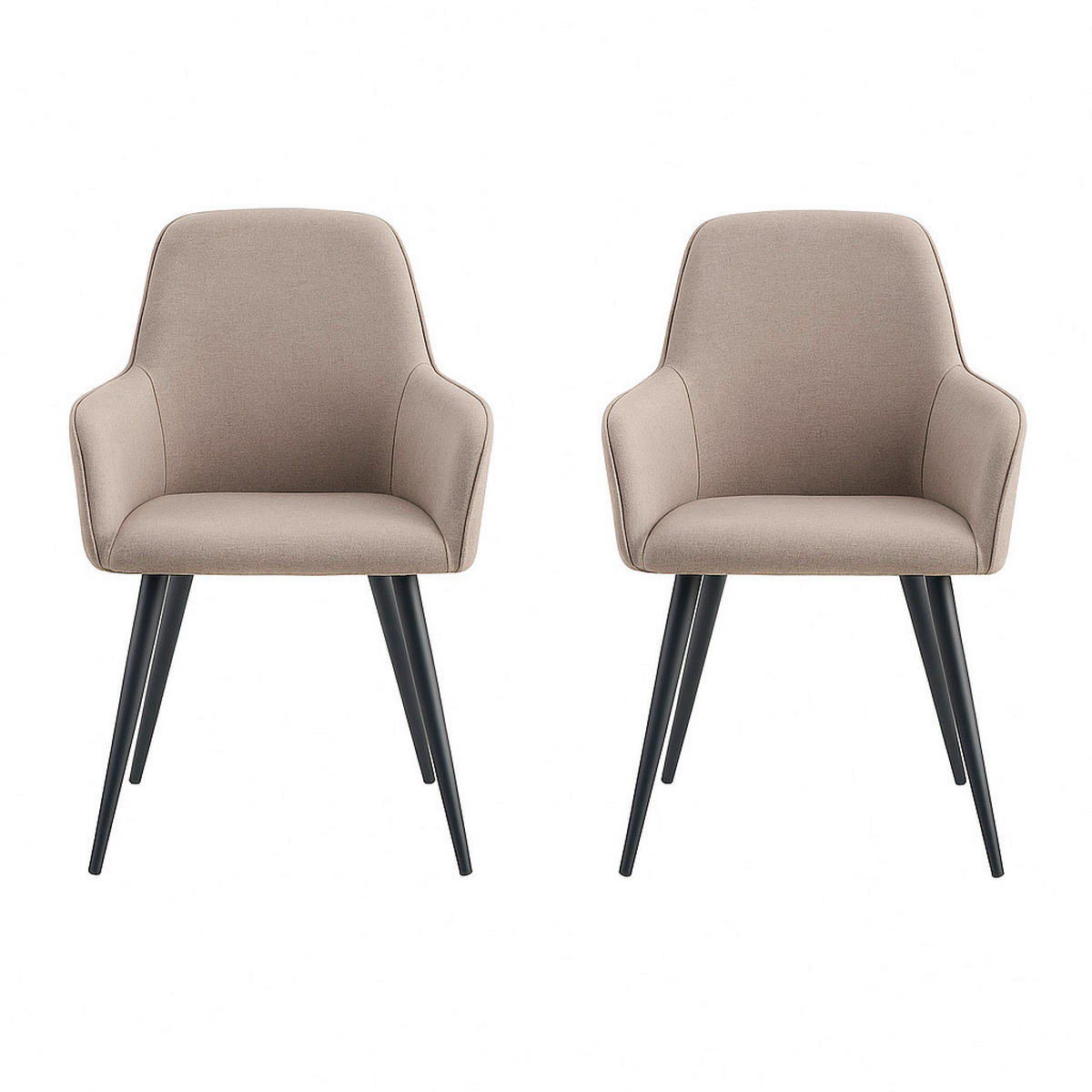 STOL MED ARMSTÖD SET 2 styck filt  - gråbrun/svart, Modern, metall/textil (57/87/65cm) - MID.YOU