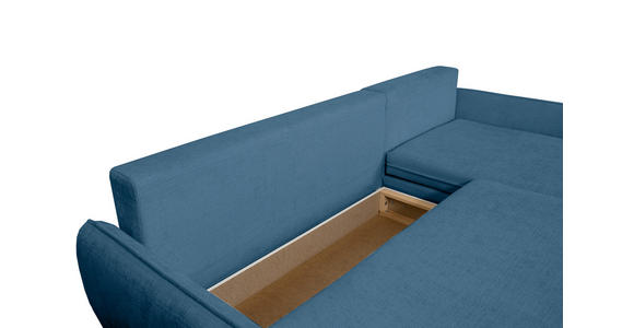 ECKSOFA Blau Chenille - Blau/Buchefarben, KONVENTIONELL, Holz/Textil (244/163cm) - Carryhome