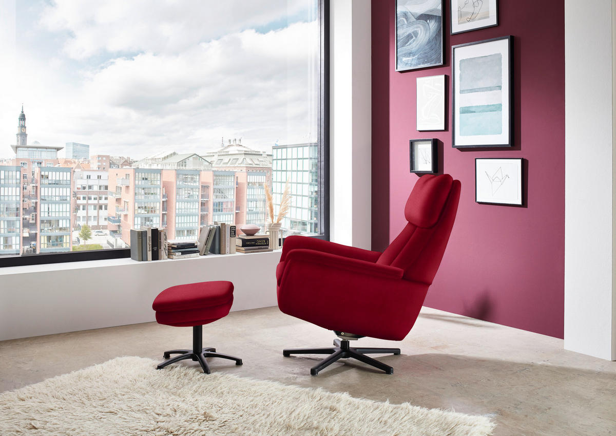 RELAXSESSEL in Textil Rot  - Rot/Schwarz, Design, Textil/Metall (79/108/89cm) - Beldomo Style