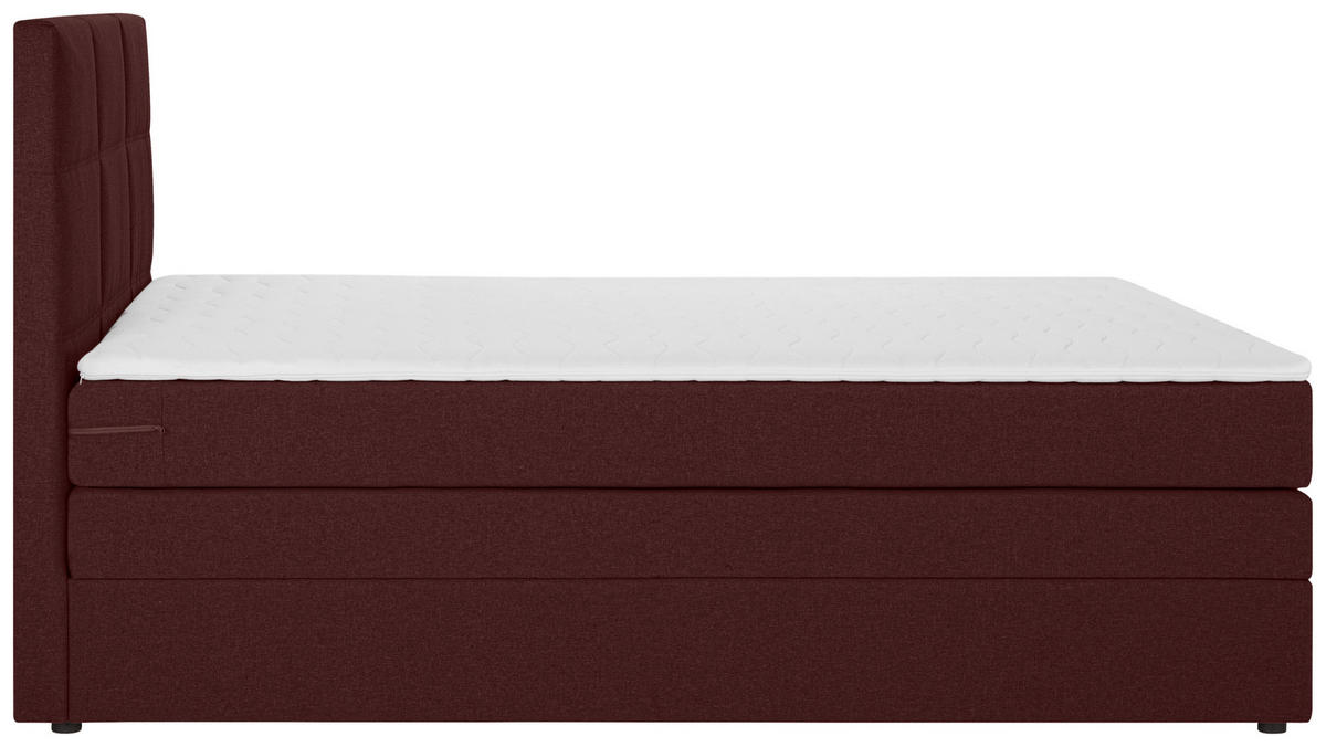 BOXSPRINGBETT 90/200 cm  in Dunkelrot  - Schwarz/Dunkelrot, Design, Kunststoff/Textil (90/200cm) - Welnova