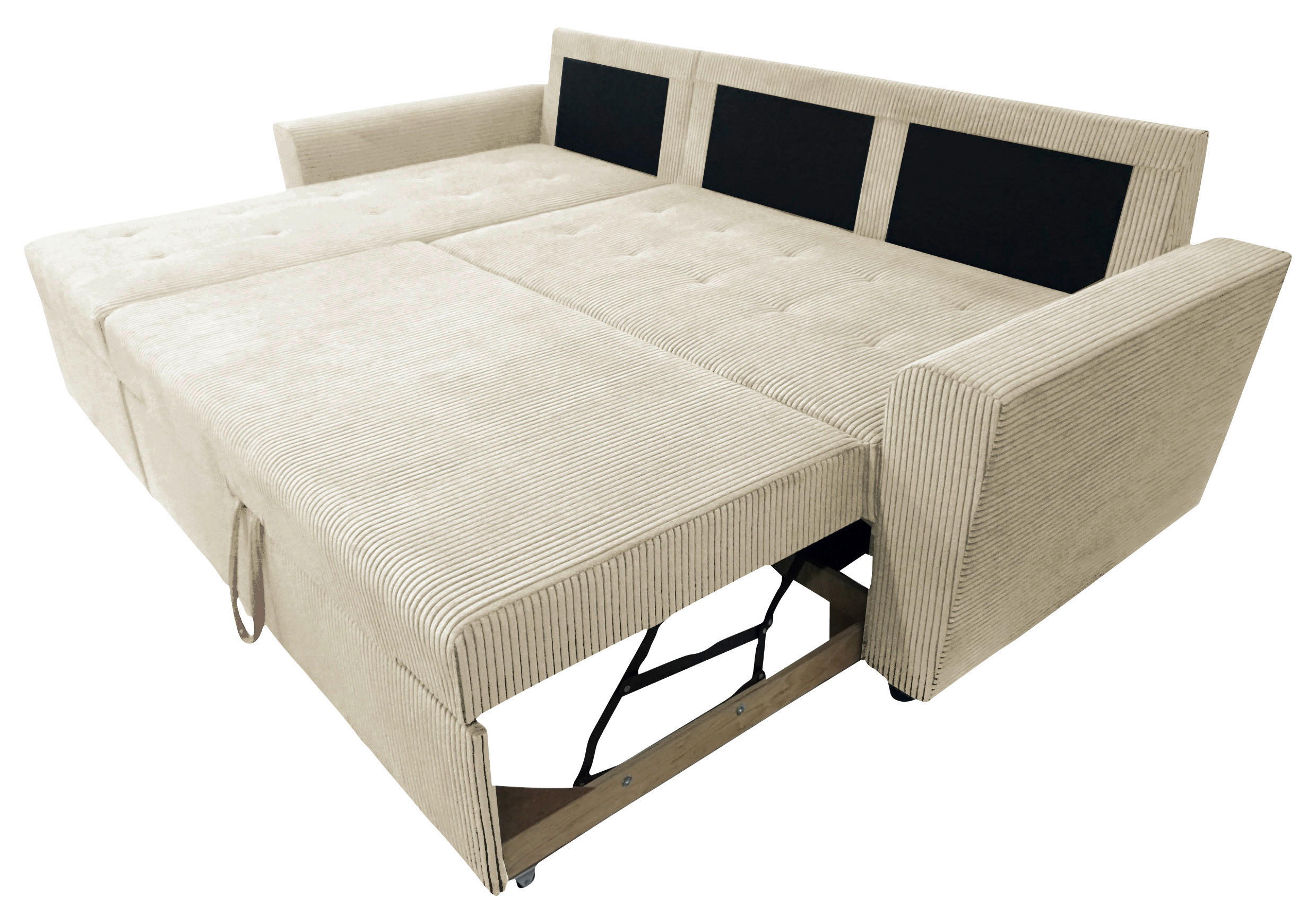 ECKSOFA in Cord Beige  155/231 cm  - Beige/Schwarz, Design, Kunststoff/Textil (155/231cm) - MID.YOU