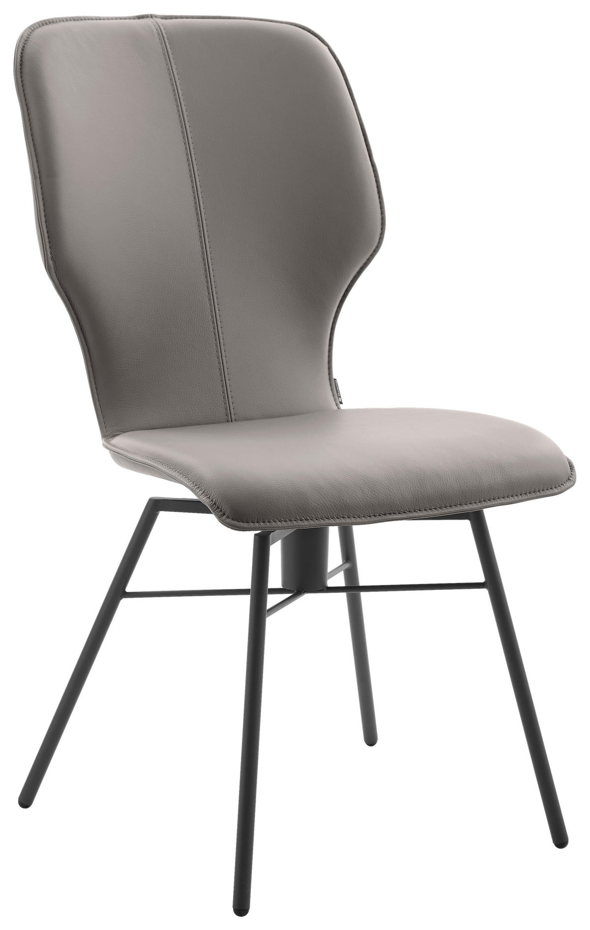 STUHL Echtleder Hellgrau  - Dunkelgrau/Hellgrau, Design, Leder/Metall (49/95/63cm) - Musterring