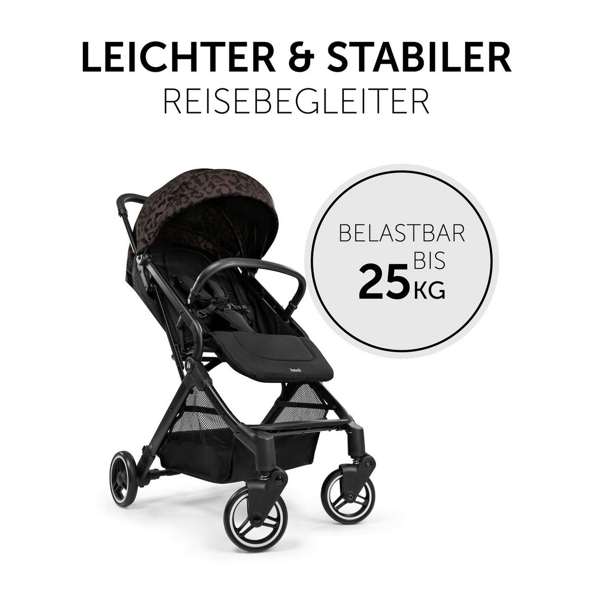 BUGGY Travel N Care  - Schwarz/Braun, Basics, Metall (86/50/104cm) - Hauck